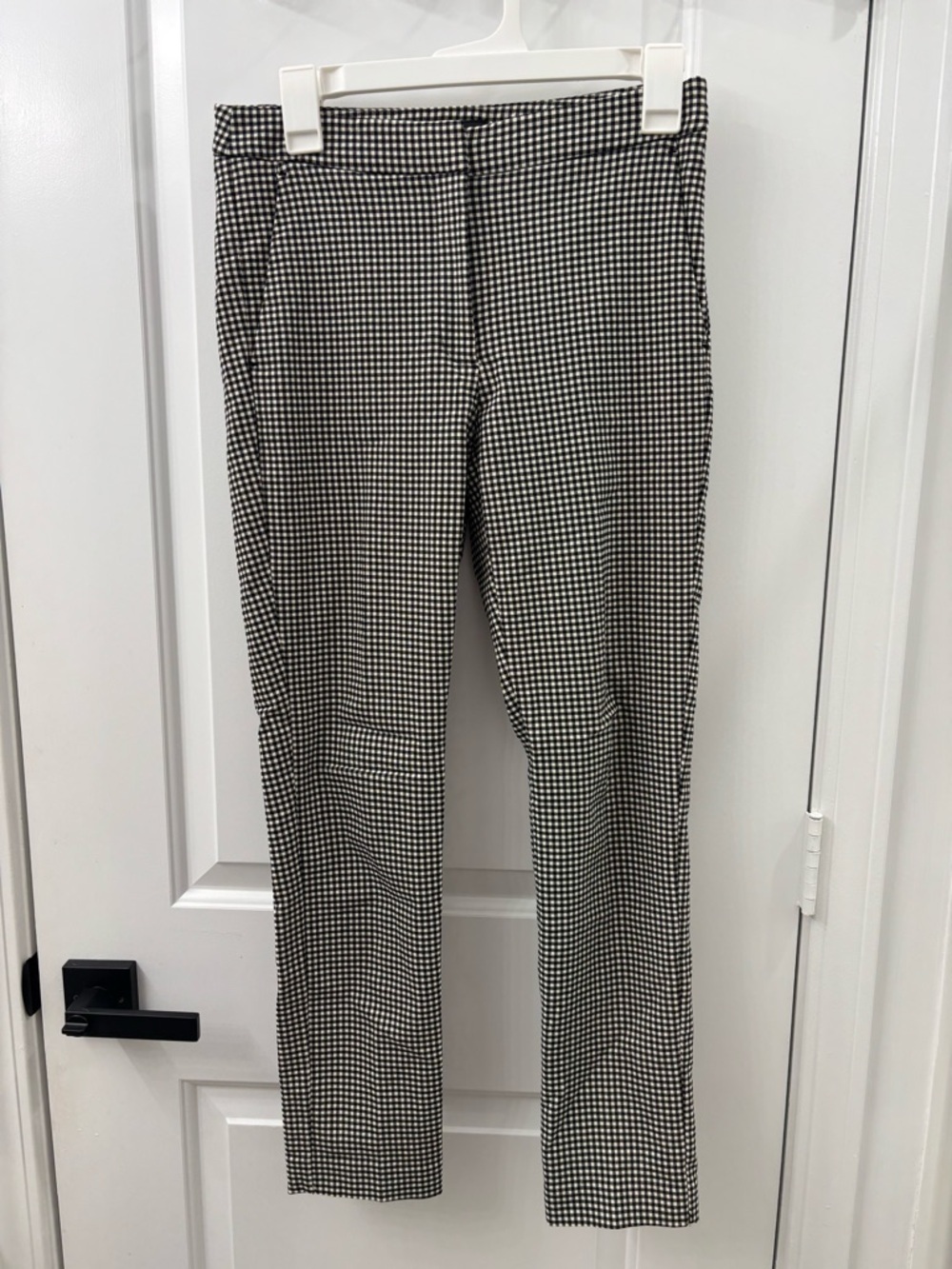 Zara business pants slacks black & white gingham checkered skinny leg